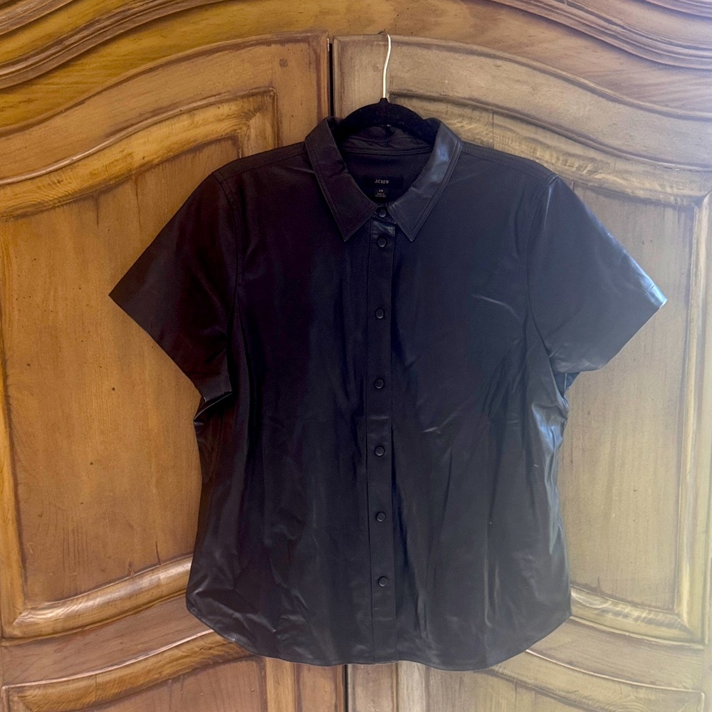 J Crew pleather black shirt.